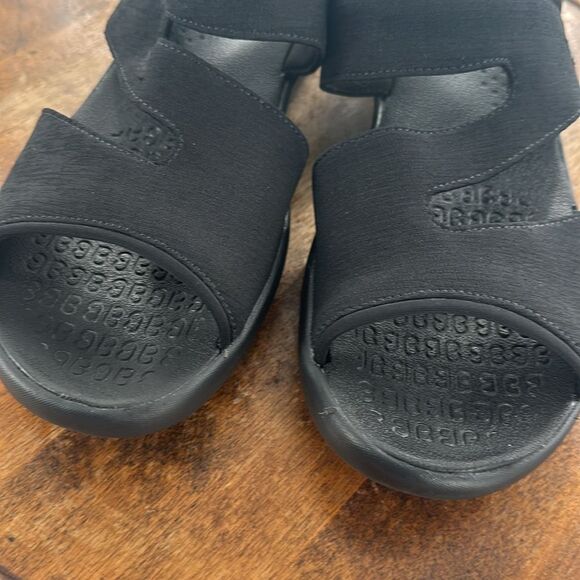 Bzees Sandals Wm 11M Cleo Black Elastic Slingback Strappy Open Toe Comfort - Picture 2 of 13